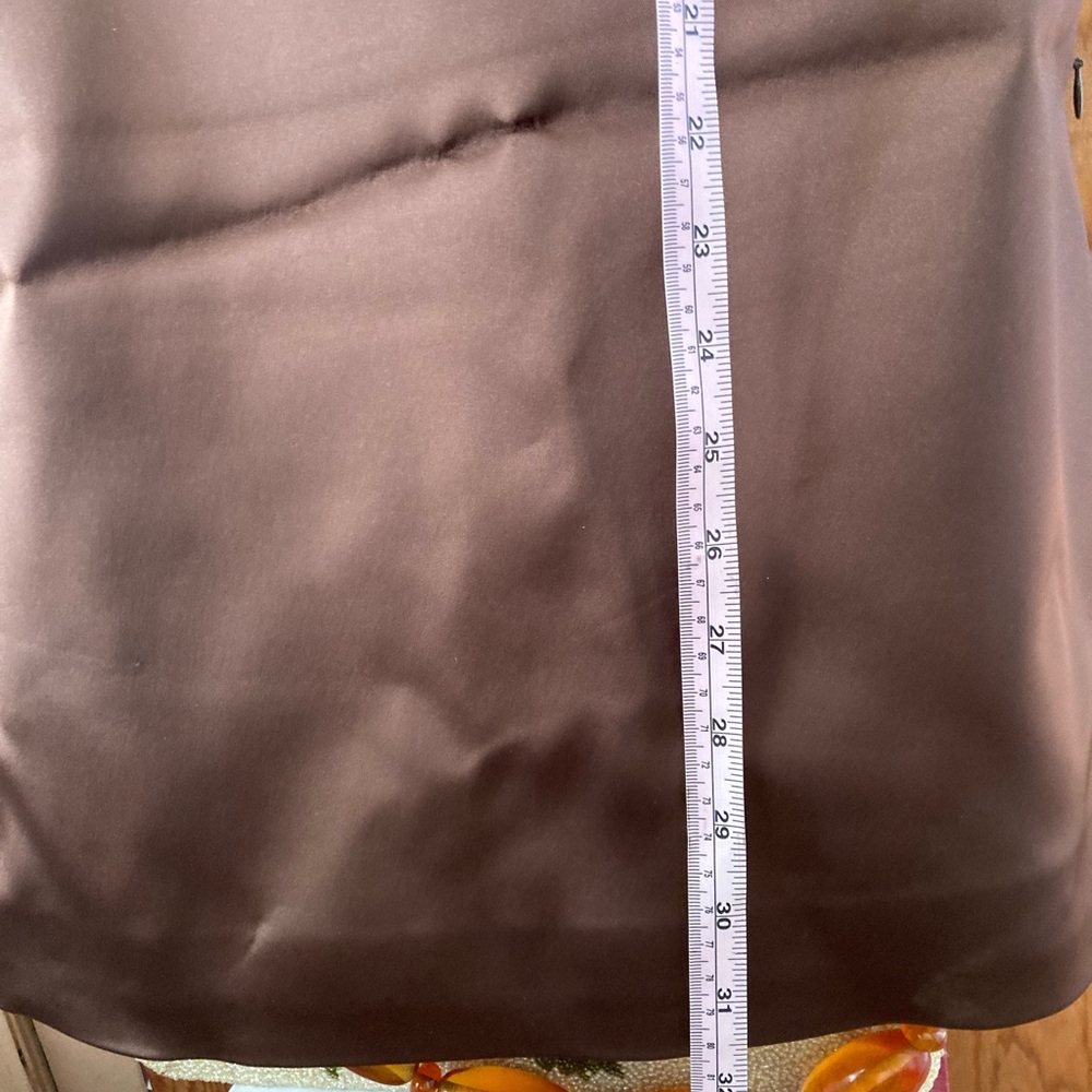 Aritzia Satin Silk Brown Mini Dress Square High Neck - Picture 6 of 10